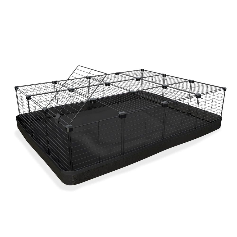 Cercado 90X120x30 Cm Branco Com Teto Tela 2,5X15cm Bandeja Nylon Azul