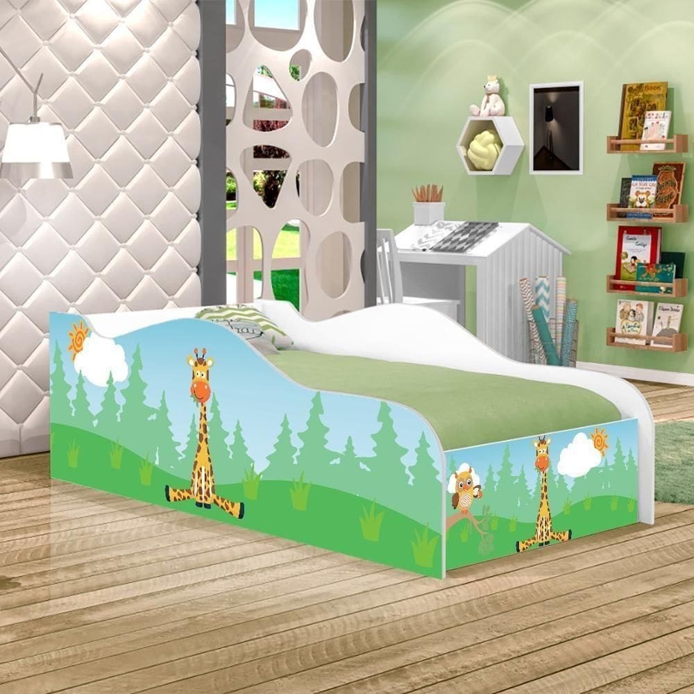 Cama Fun Girafa E Coruja Solteiro Com Colchão