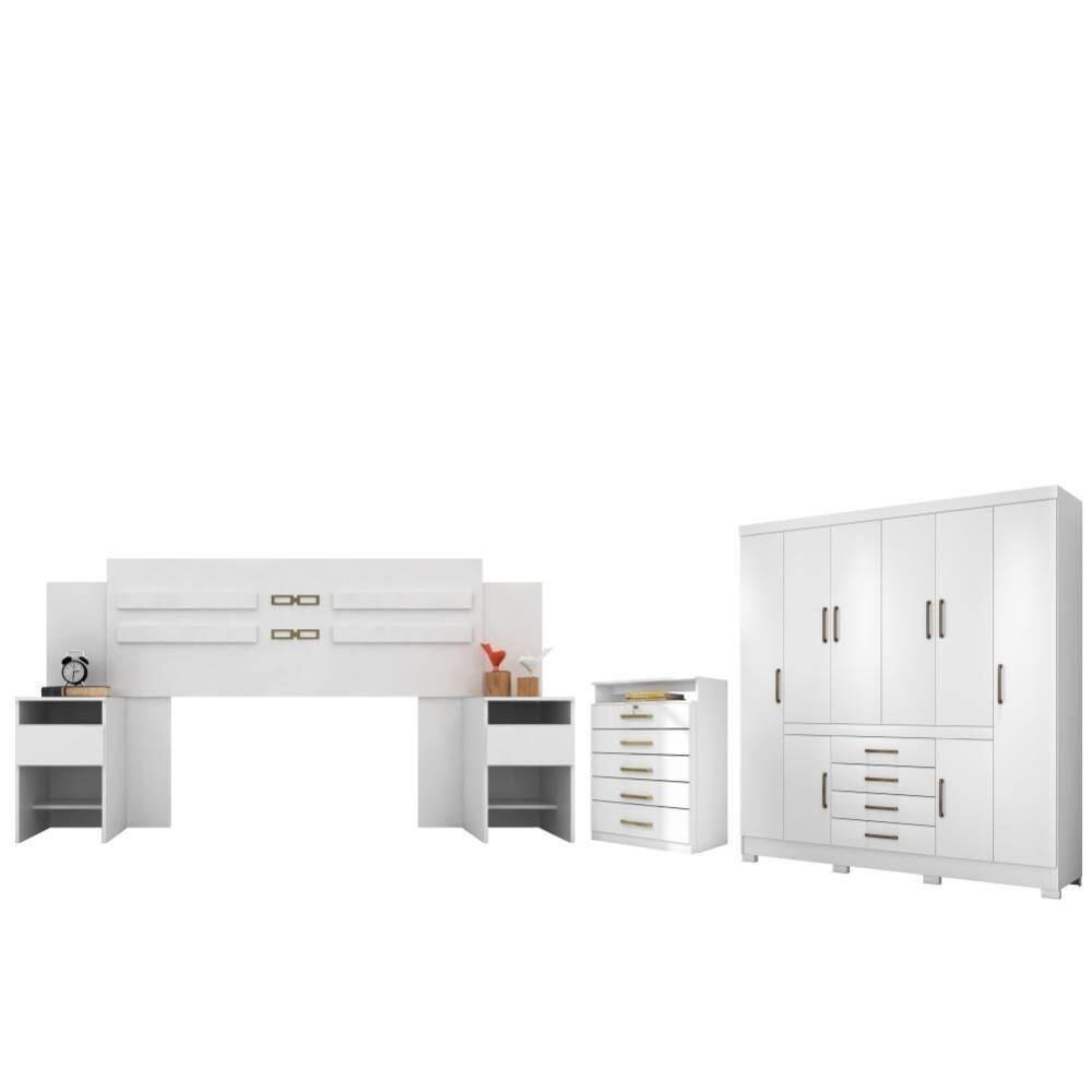 Jogo De Quarto De Casal Completo Jaen Branco