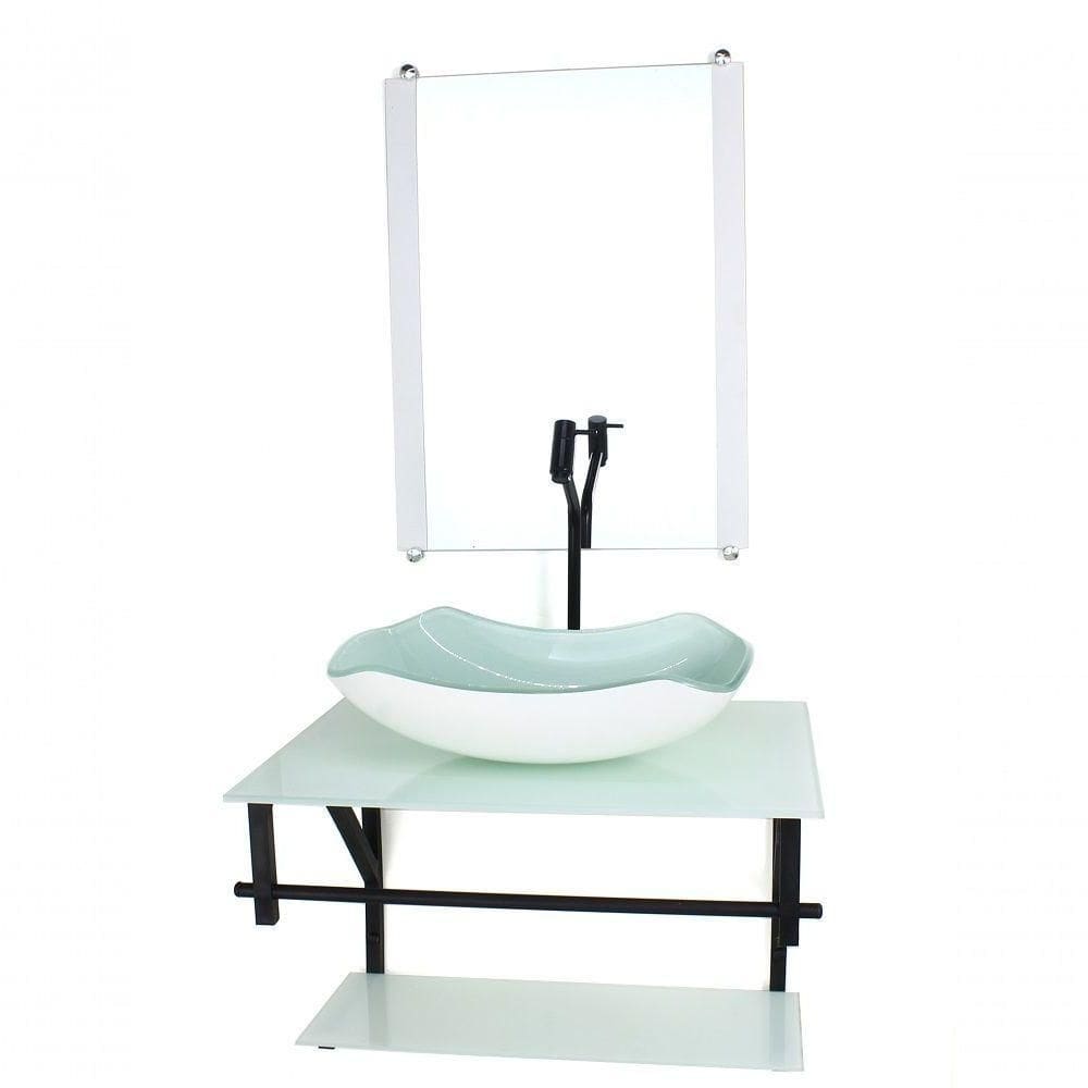 Gabinete De Vidro Para Banheiro 60cm Cuba Abaulada Branco