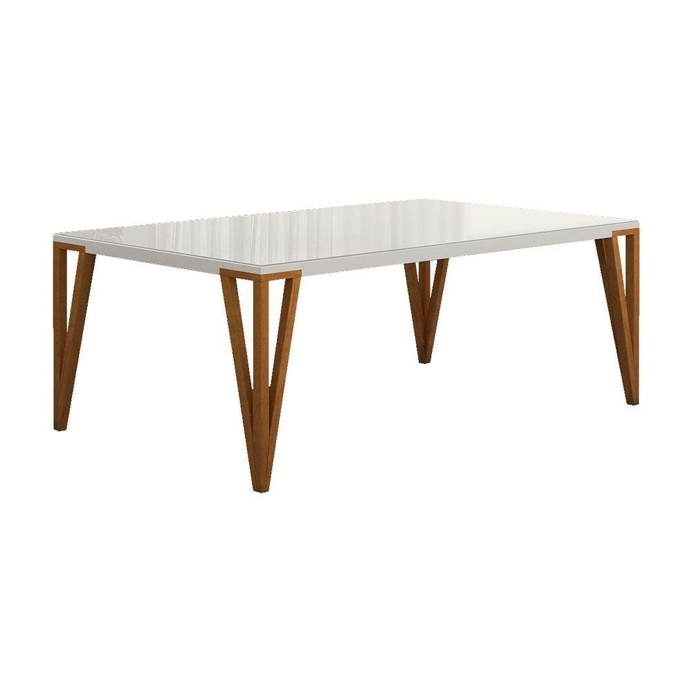 Mesa De Jantar Suiça C03 160x90 Cm Cor Laca Branco/caramelo