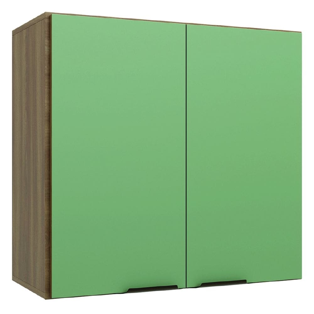 Armário de Cozinha e Lavanderia Com 2 Portas Duplo Aéreo Módulo Suspenso Nogal/Verde Paris Batrol