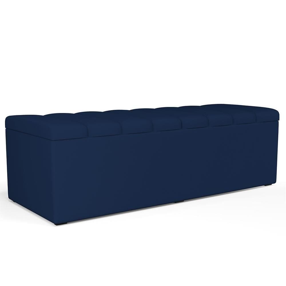 Calçadeira Recamier Baú Casal 140X50 Cm Azul Marinho