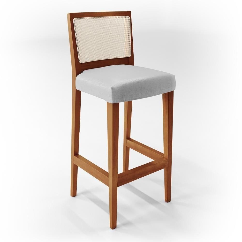 Banqueta Alta Cozinha Branco Zion L02 Metalizado Cinza