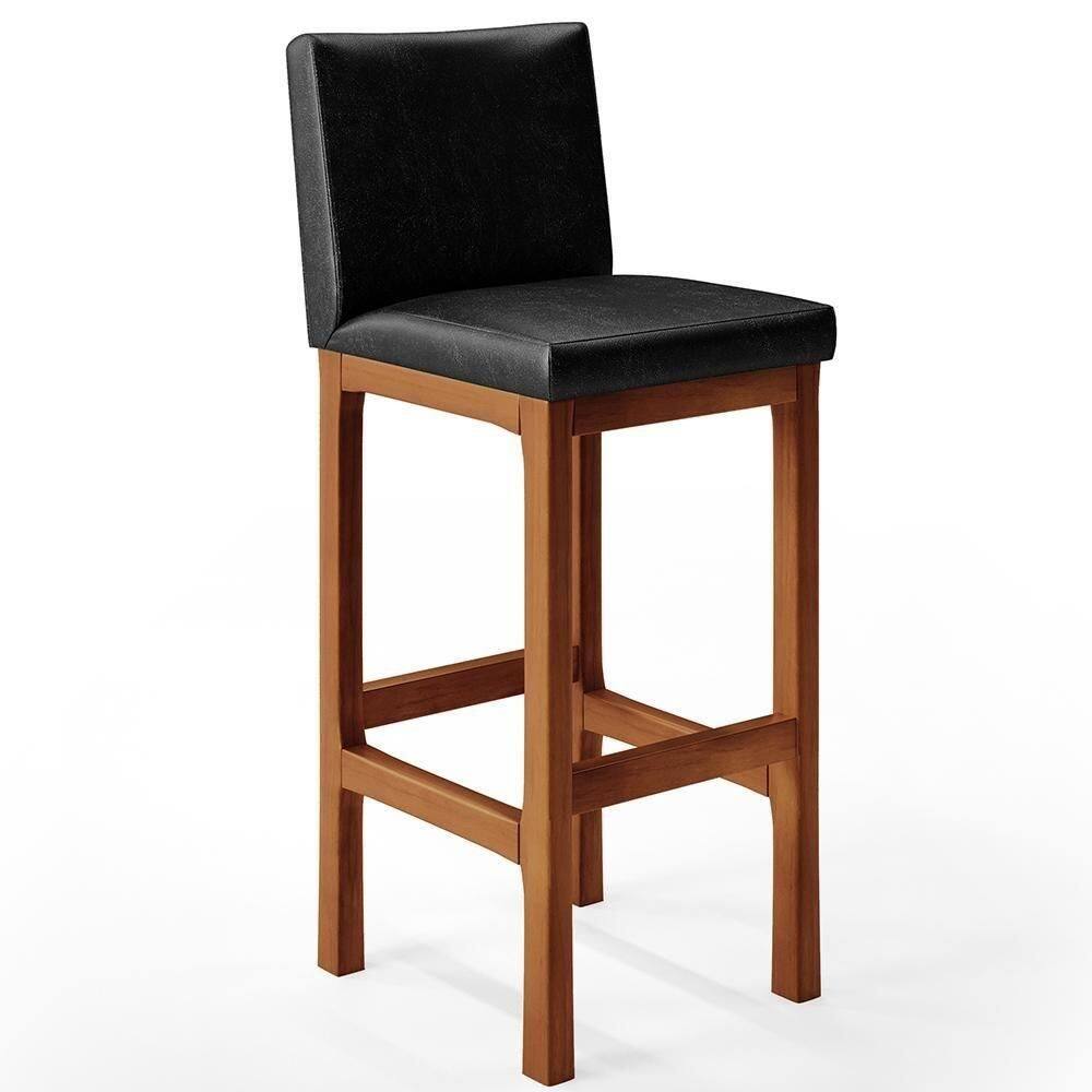 Banqueta Alta Para Cozinha Sala De Jantar Alya L02 Preto