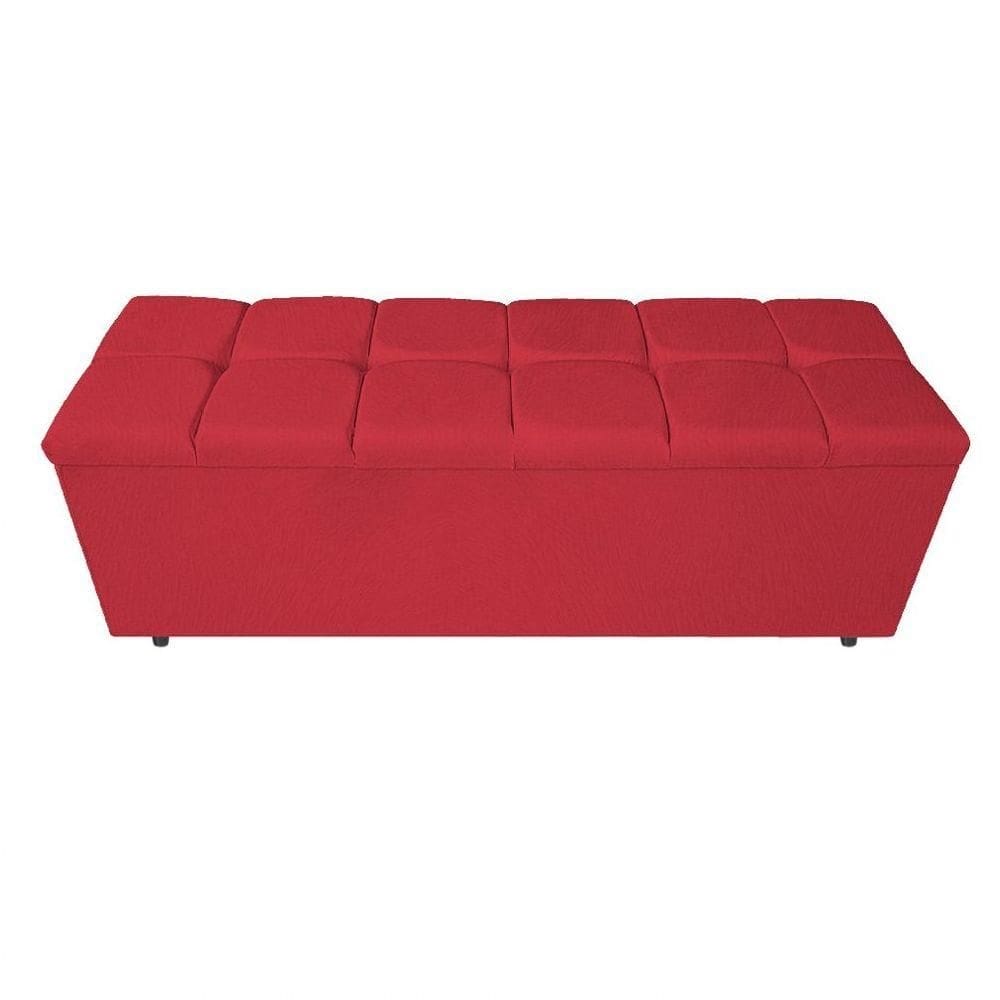 Calçadeira Estofada Manchester 140cm Casal Suede Vermelho