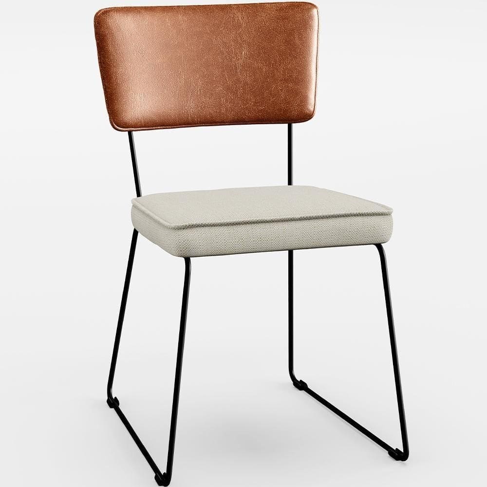 Cadeira Estofada Sala Jantar Camel Linho Champagne
