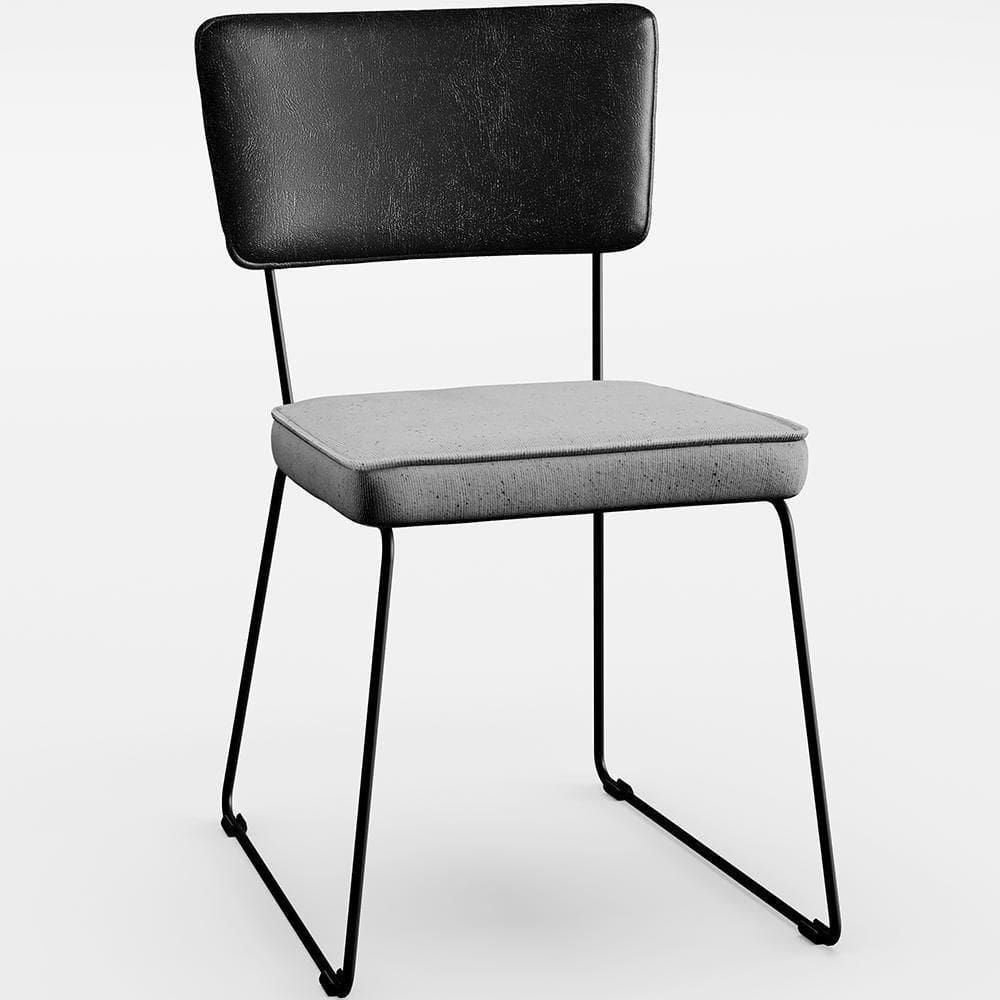 Cadeira Estofada Sala Jantar Preto Linho Cinza