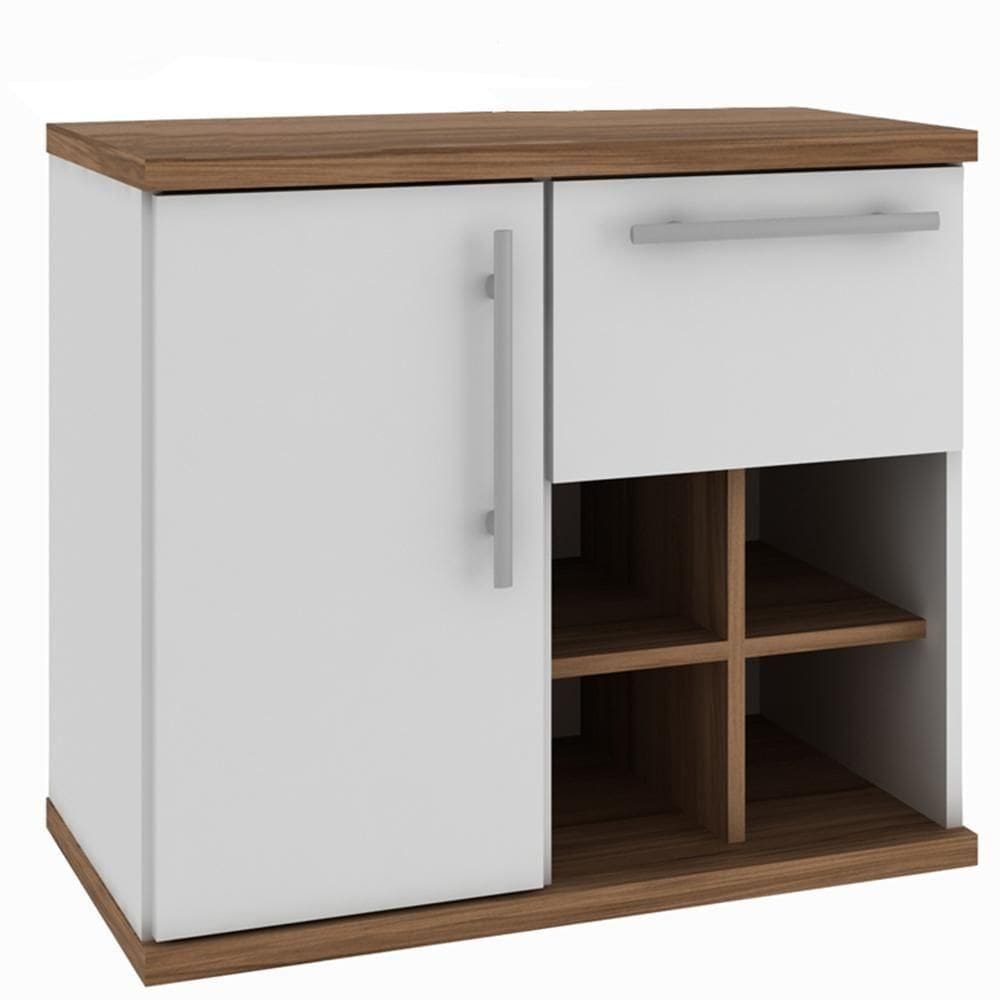 Balcão Gabinete Suspenso Para Banheiro 70cm B06 Branco Nogal