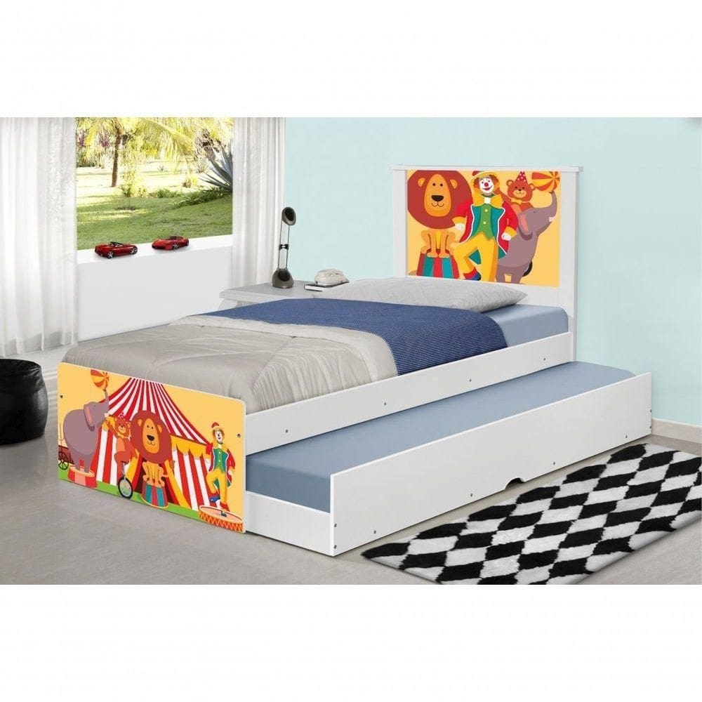 Bicama Juvenil Adesivada Palhaço Circo Com Colchões