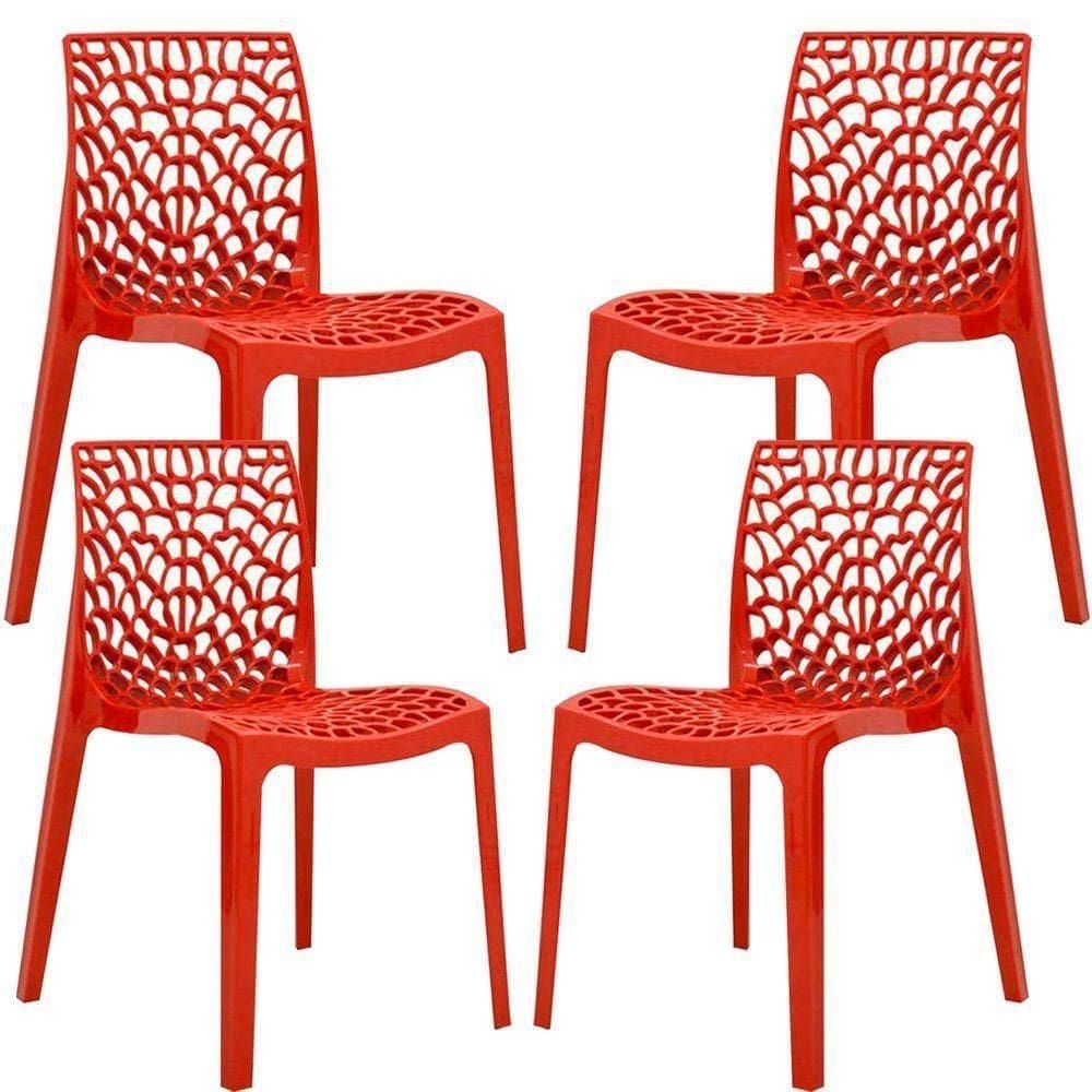 Kit 04 Cadeiras Sala De Jantar Gruvyer F03 Vermelho