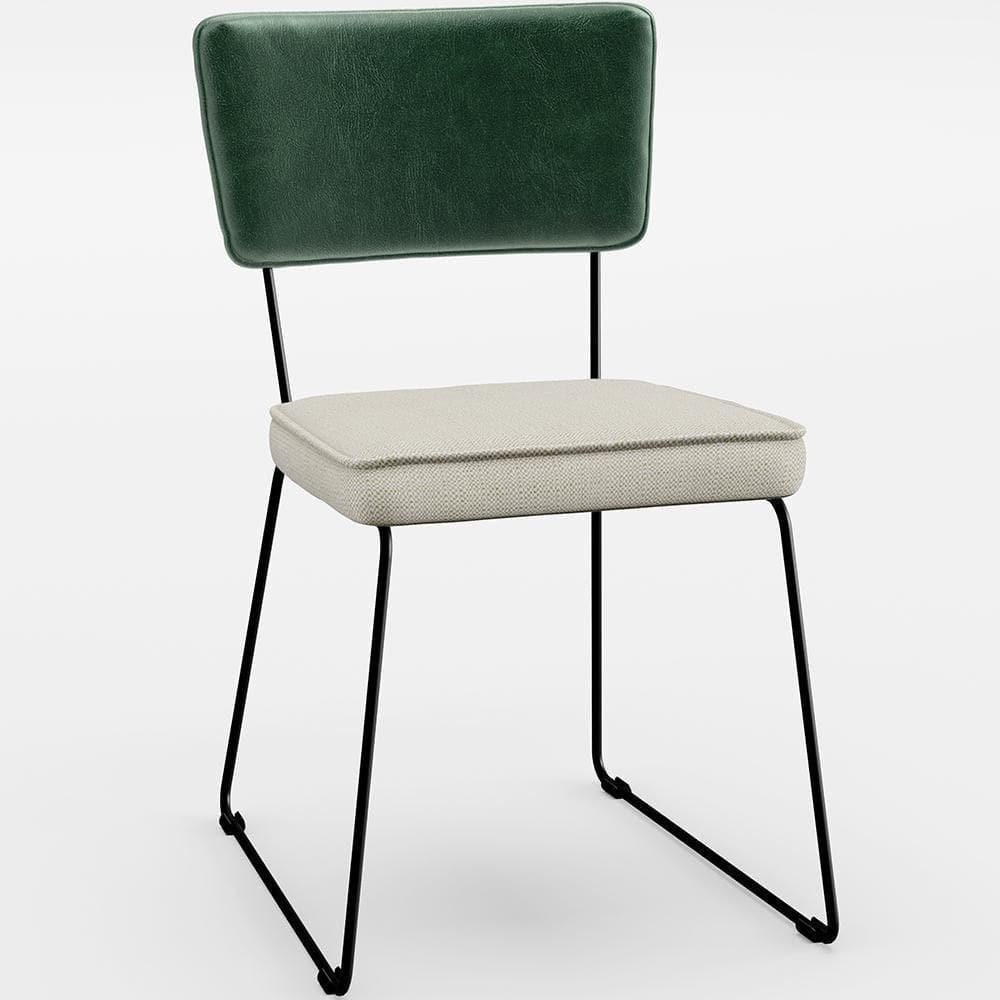 Cadeira Estofada Sala Jantar Facto Verde Musgo Champagne