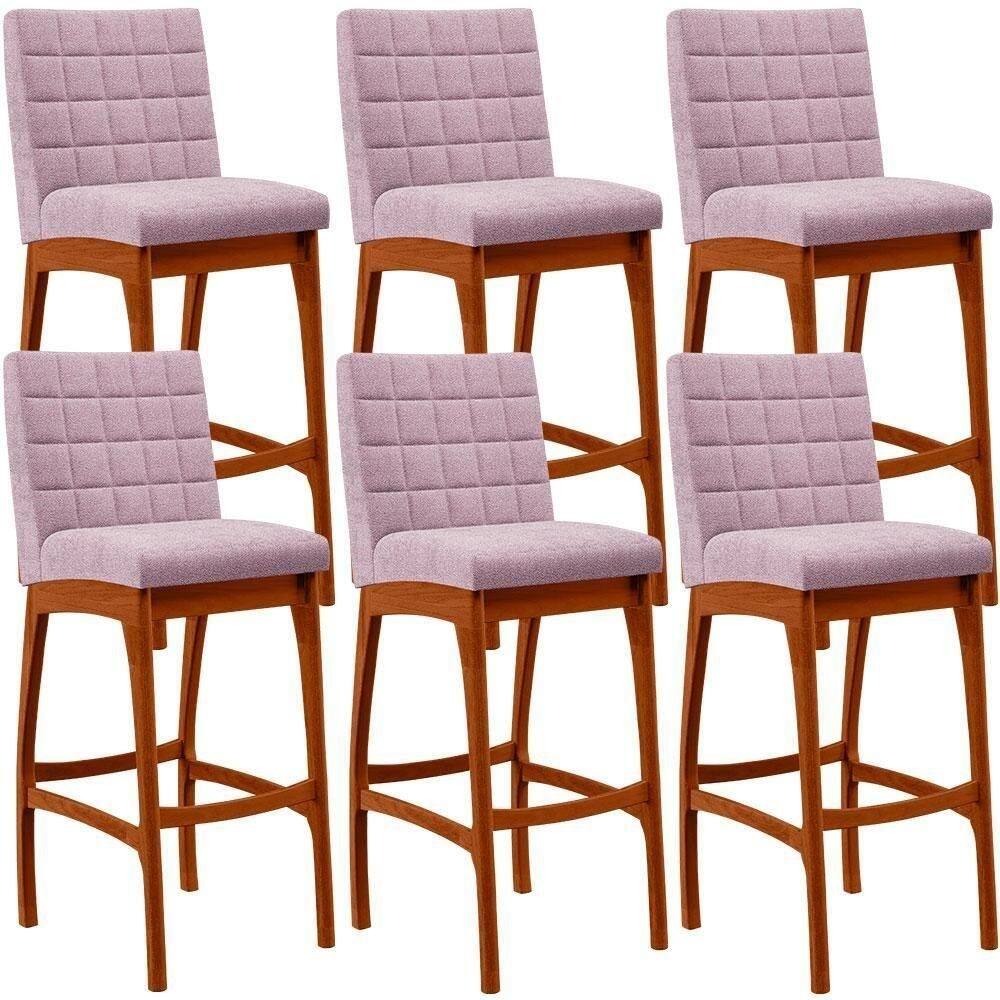 Kit 06 Banquetas Altas Mila Bouclê Rosê