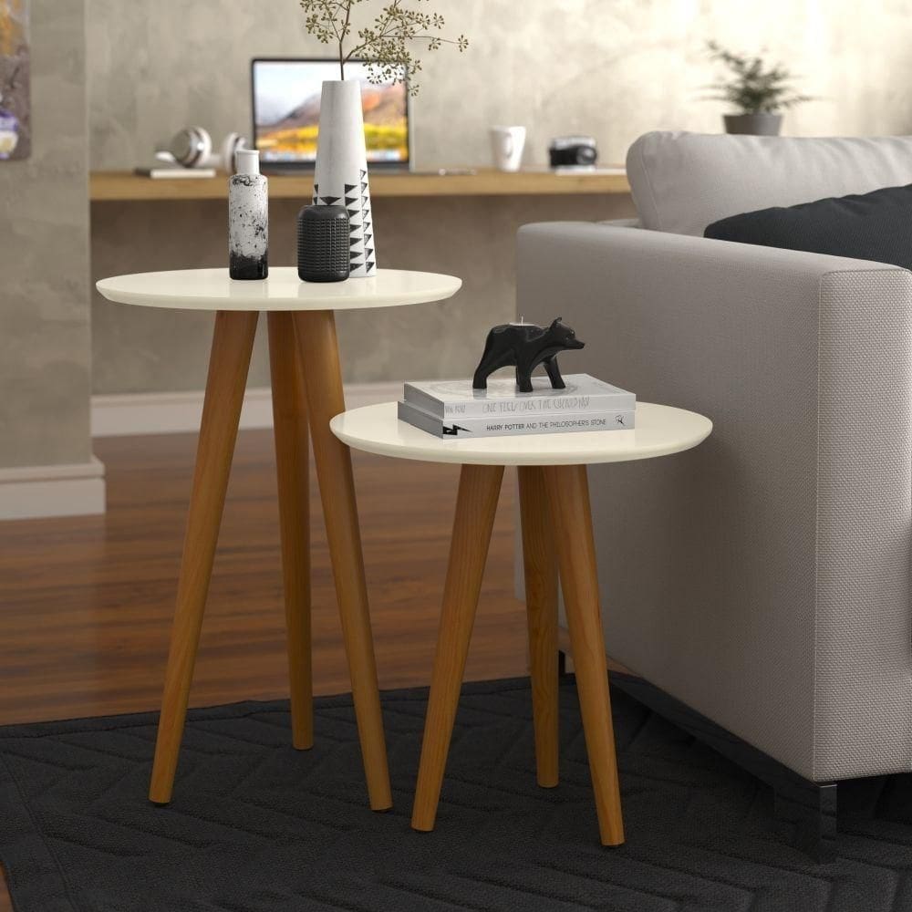 Conjunto Mesa De Apoio E Lateral Sydney Off White