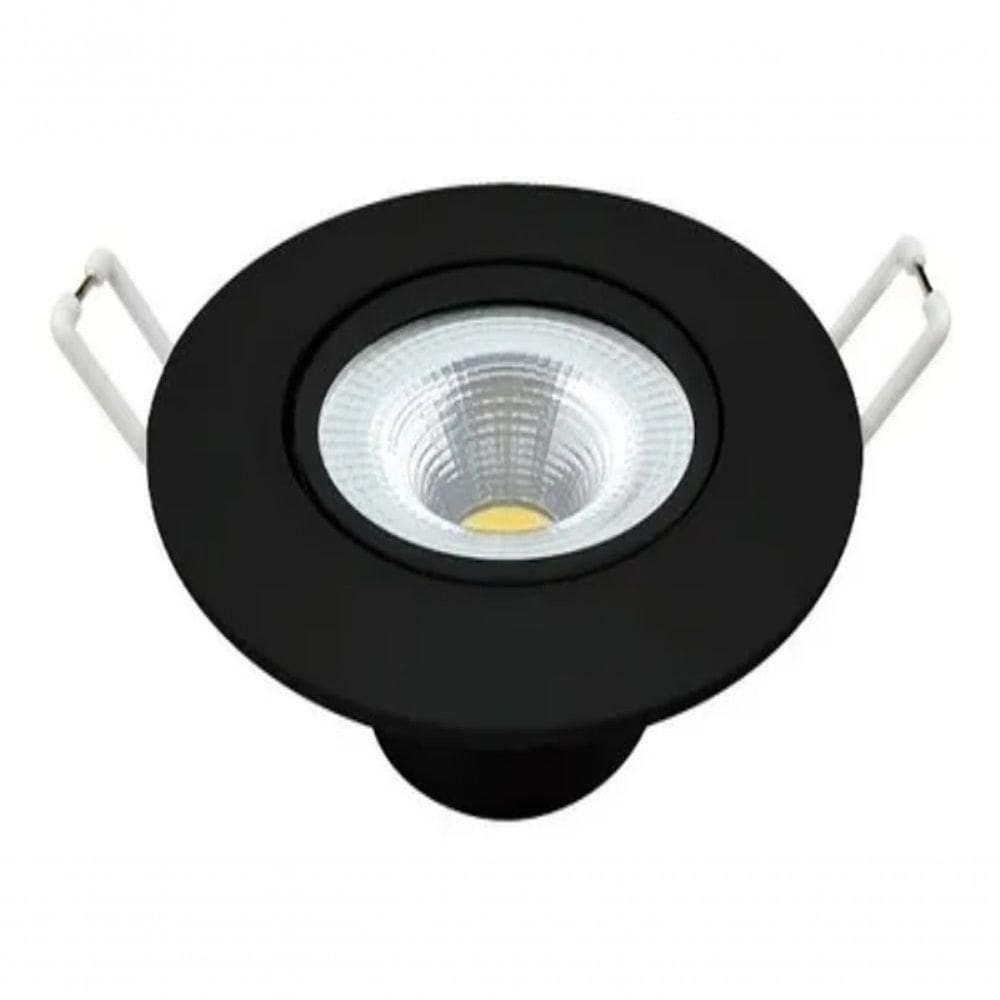 Kit 10 Spot Led 5w Redondo Embutir Branco Frio 9x9cm Preto