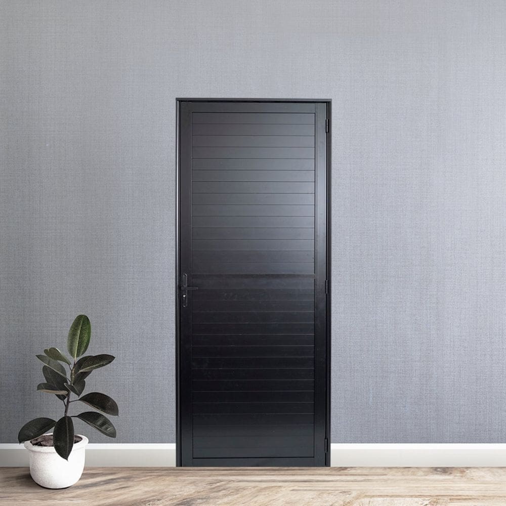 Porta de Aluminio Lambri 210x80cm Linha Premium Lux-esquadrias Preto