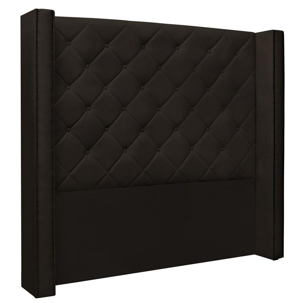 Cabeceira Estofada Box Casal Queen Size Alteza 160cm Marrom