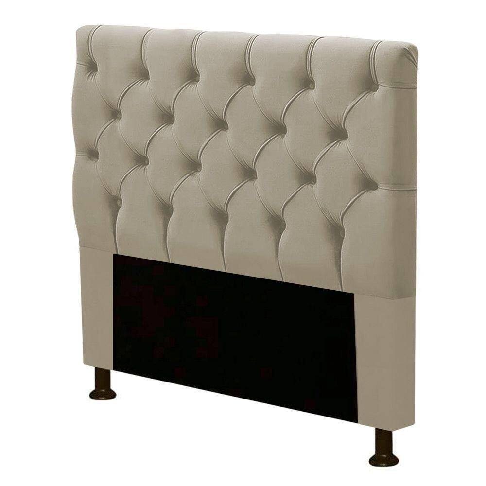 Cabeceira Cama Box Solteiro Cristal 90cm Corino Bege Areia