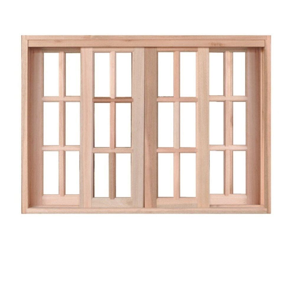 Vitrô Correr 4 Folhas Quadriculado de Madeira Mista Reto 1,40 x 1,00 Rodam Natural
