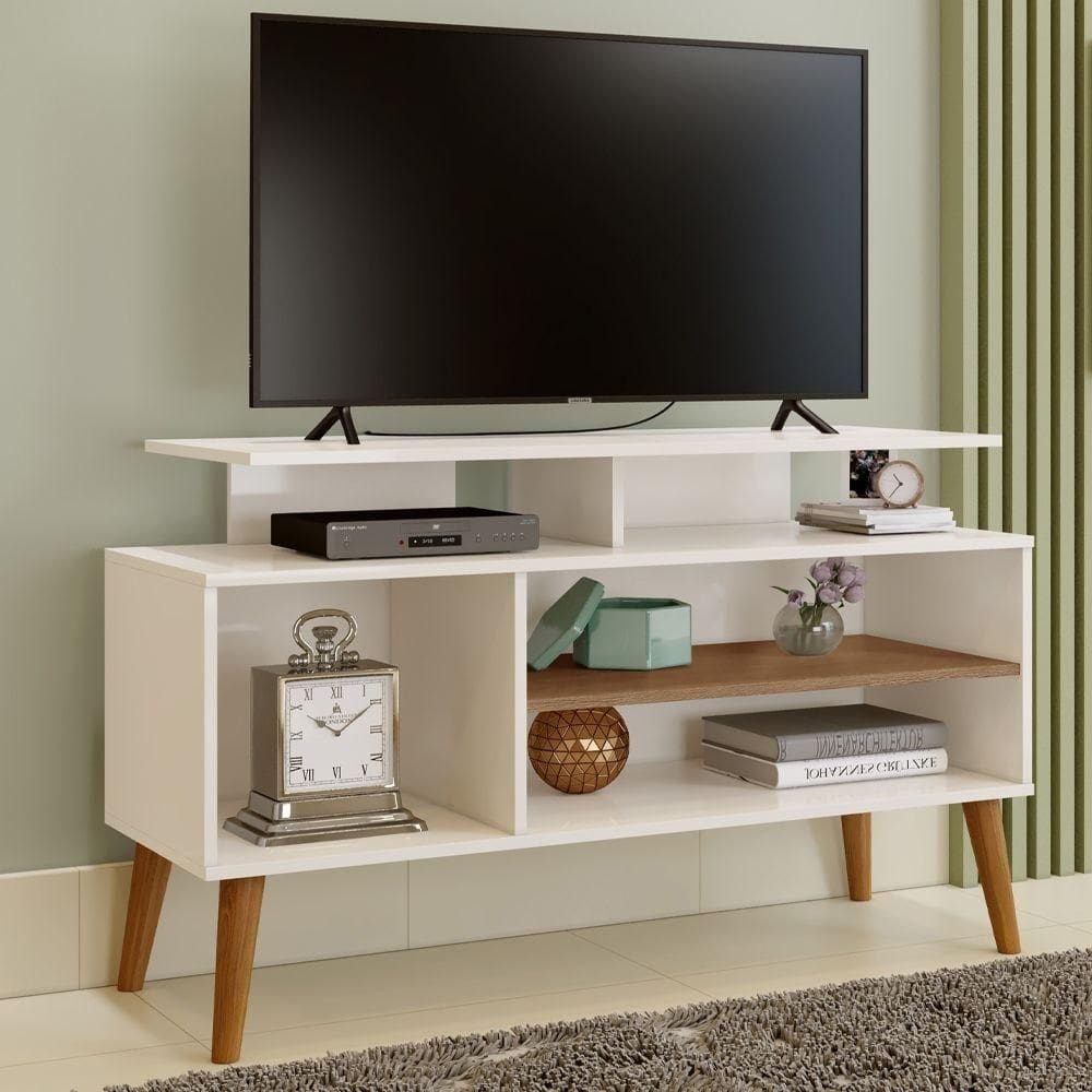 Rack Para Tv Leo Off White E Canela