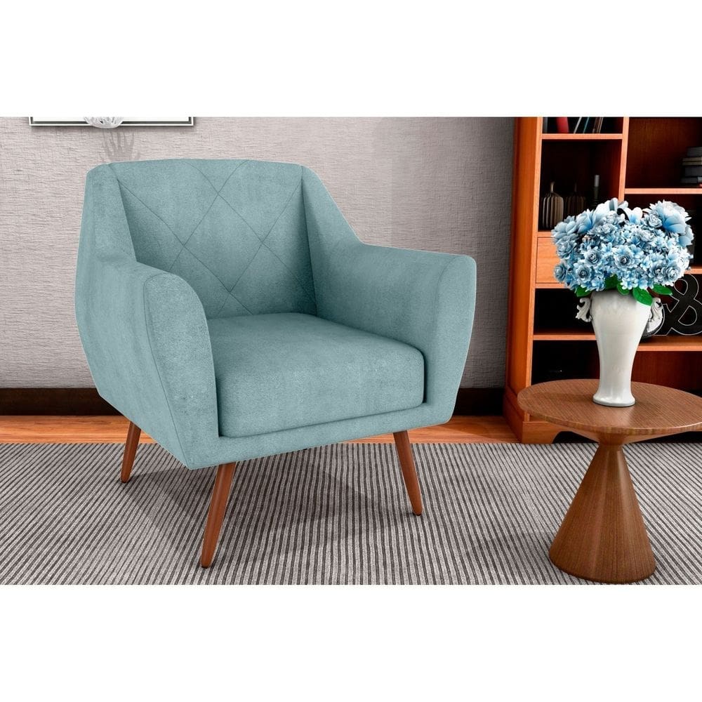 Poltrona Decorativa para Sala de Estar Veneza Boucle Azul