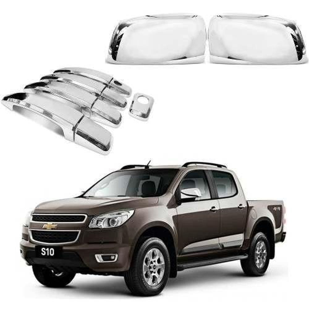 Kit aplique cromado maçaneta retrovisor chevrolet s10 2021