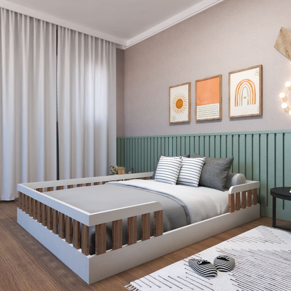 Cama Infantil Montessoriana Casal Sol Yescasa Branco/Preto