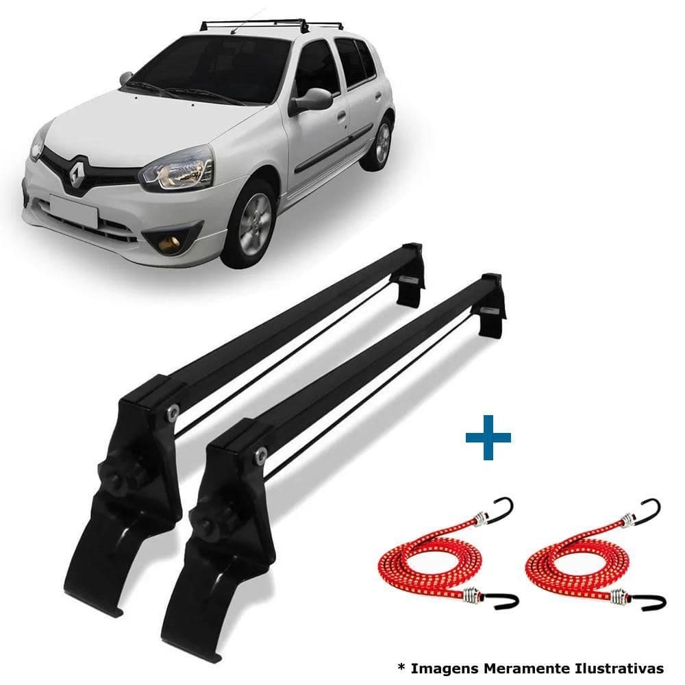 Rack teto renault clio 2001 até 2012 4p + 2 elástico carga
