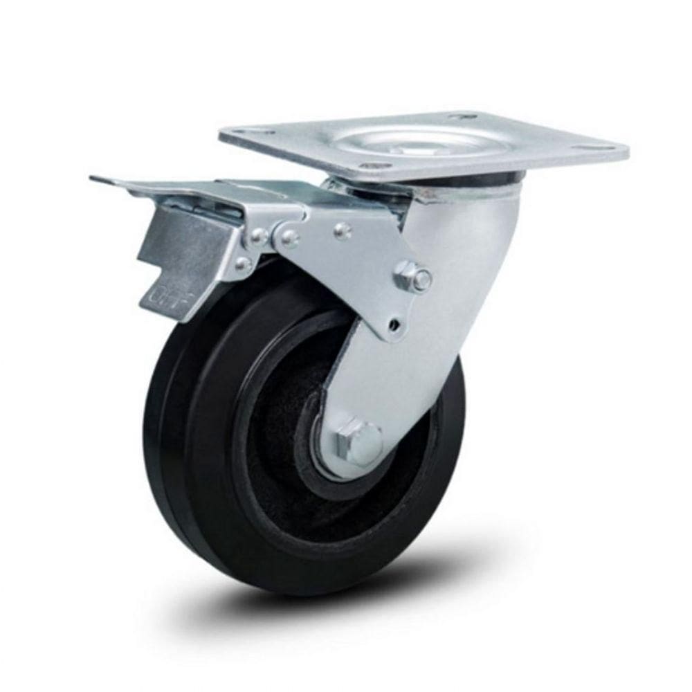 Rodizio 6x2 Borracha C/freio Roda Ferro 350 Kg