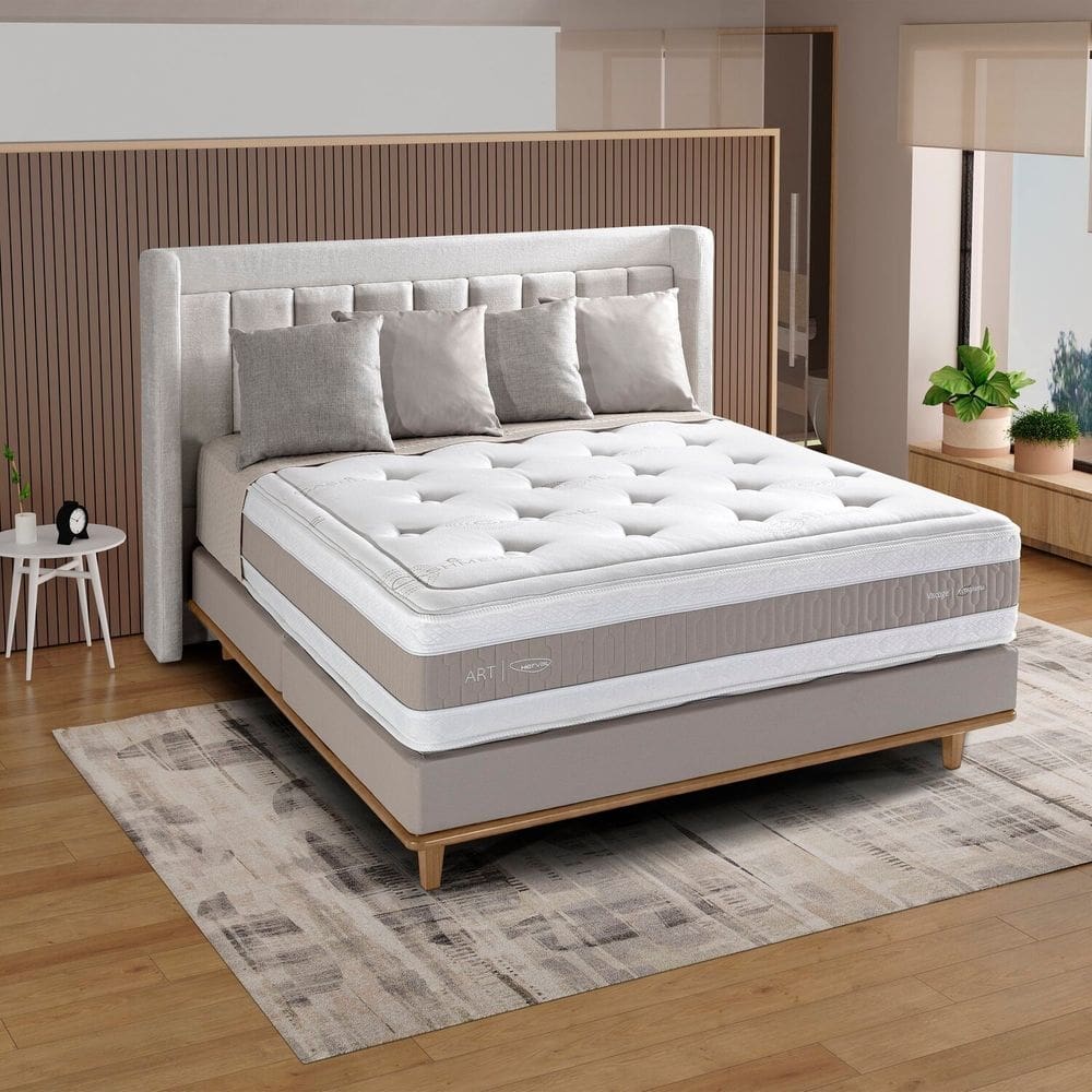Colchão Casal Molas Ensacadas Venus 138x188x35cm Herval Branco/Bege