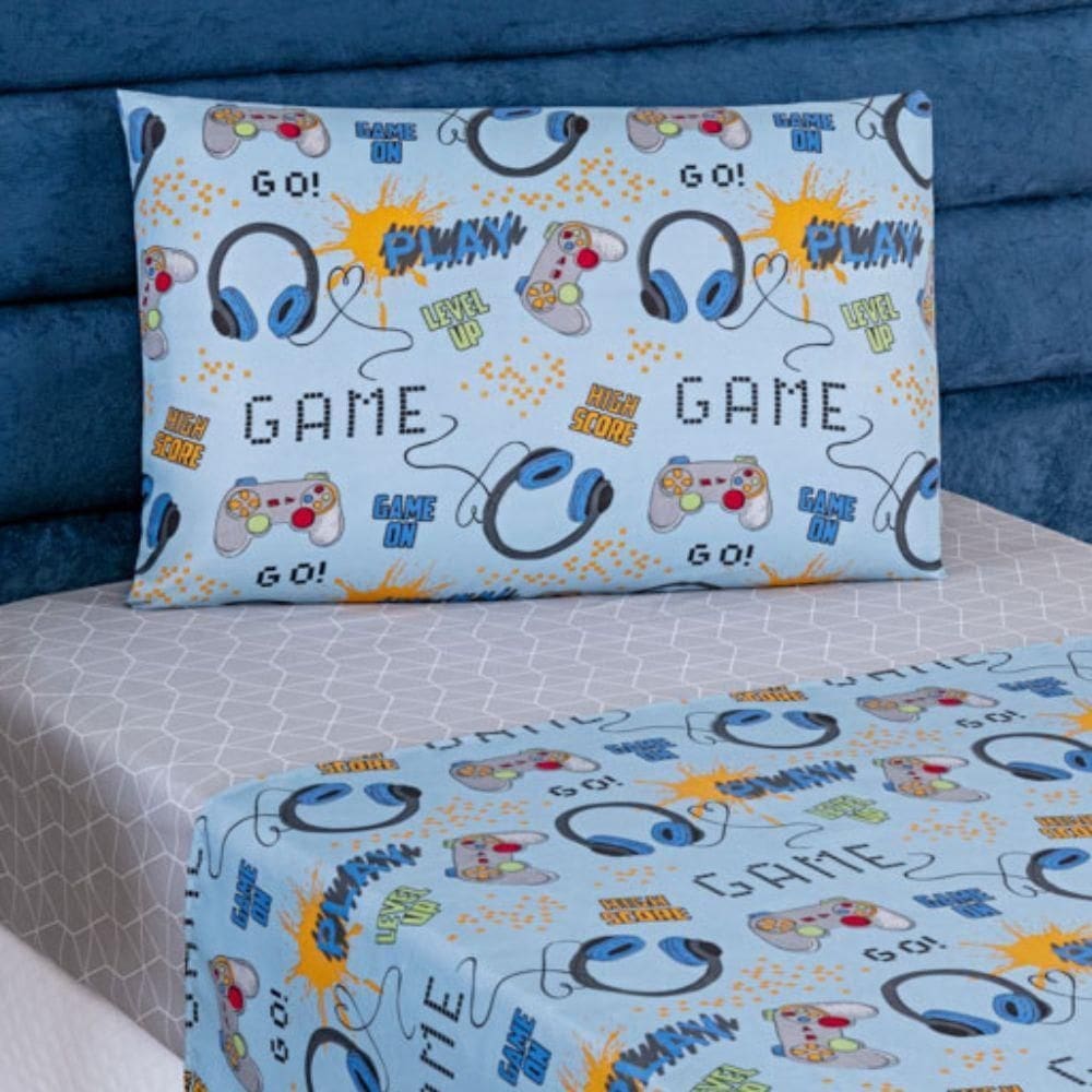 Jogo de cama lençol kids solteiro game 3 peças