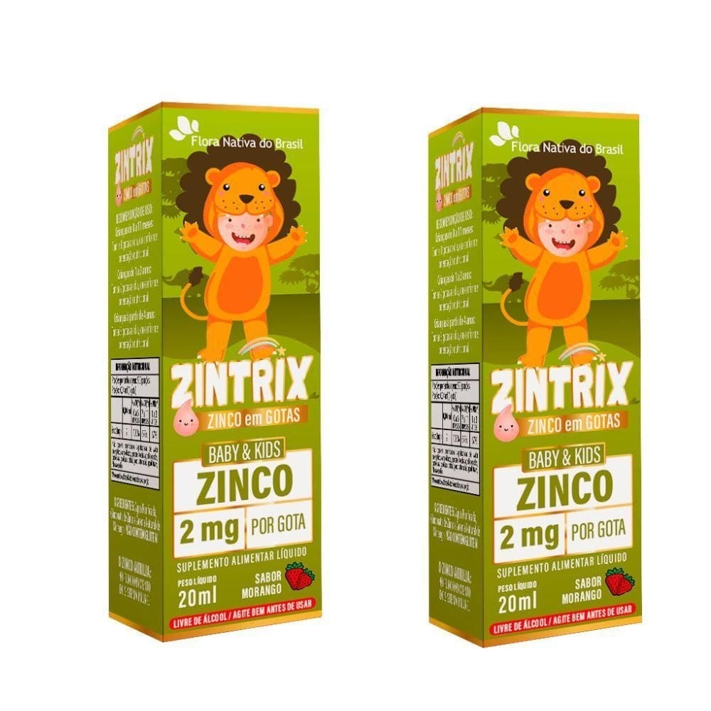 Kit 2x zintrix zinco infantil 20ml flora nativa