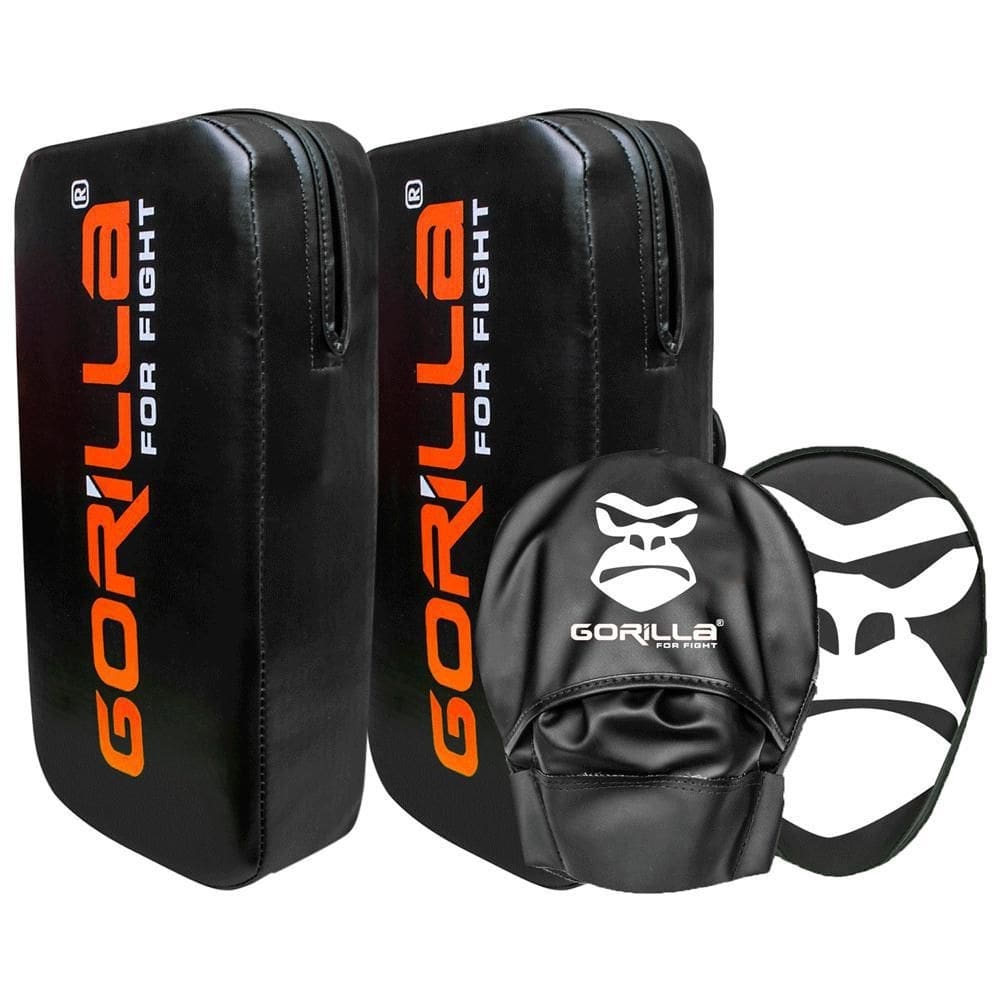 Aparador de chute + manopla de foco kit muay thai - gorilla