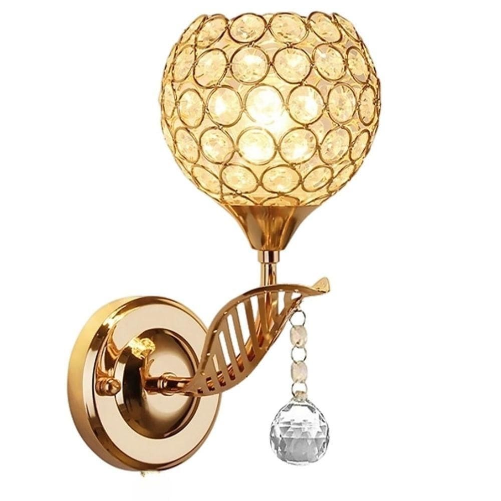 Luminária parede arandela redonda cristal moderna luxuosa