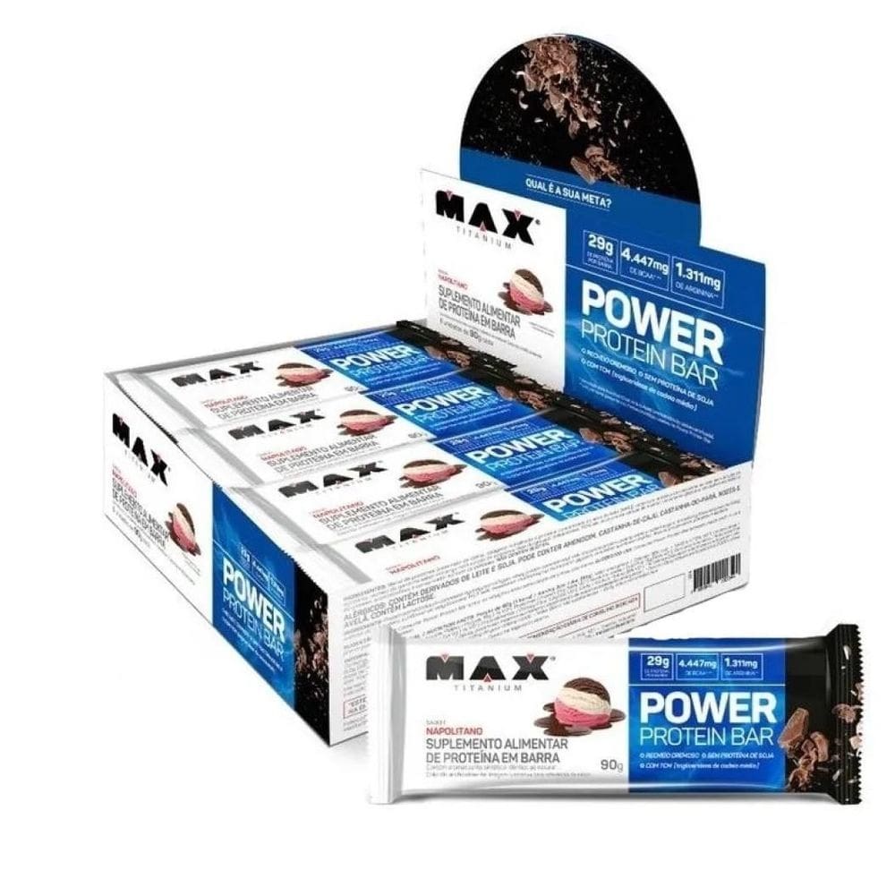 Power protein whey bar napolitano 8un 90g - max titanium