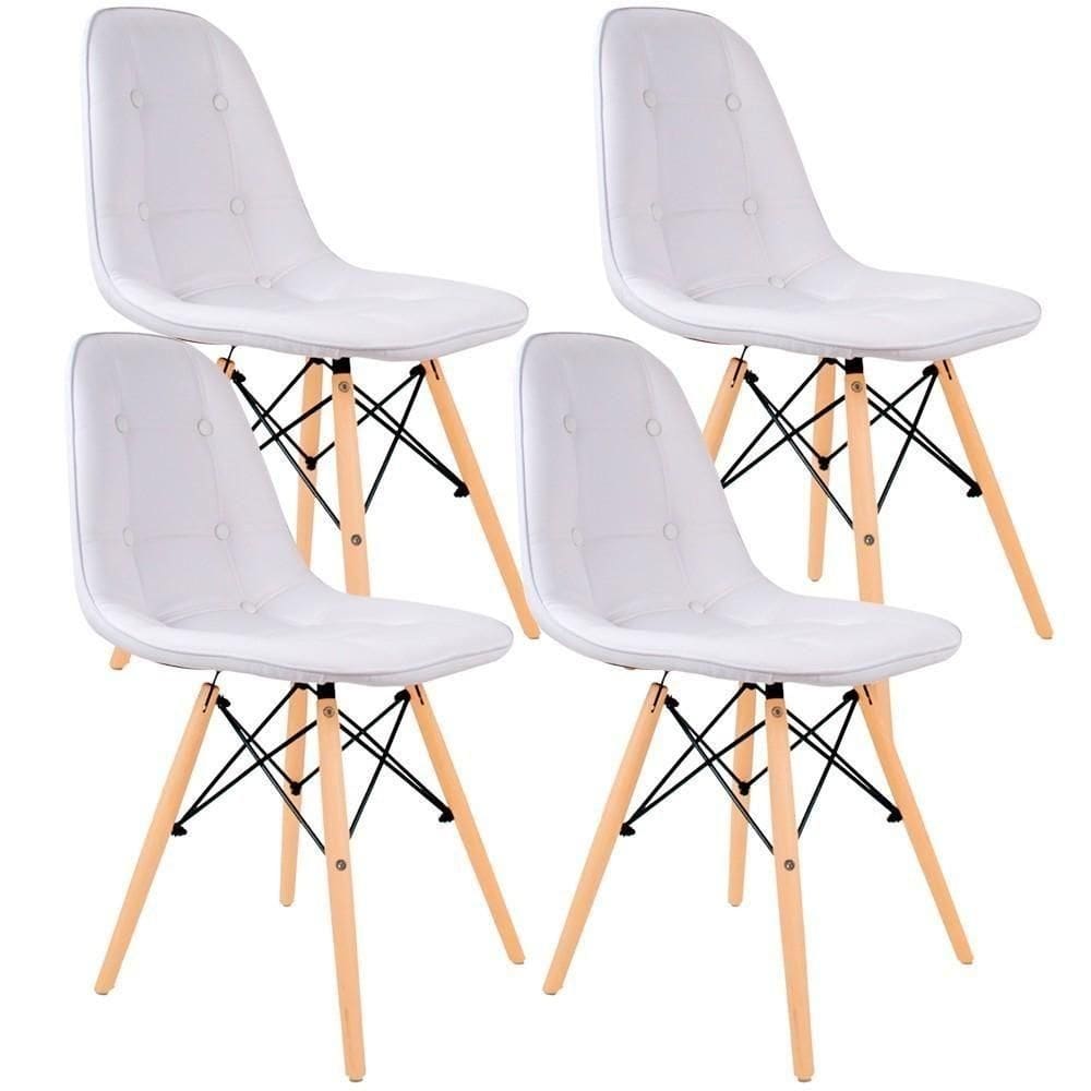Kit 04 Cadeiras Eiffel Charles Eames Dsw Botonê E01 Branco