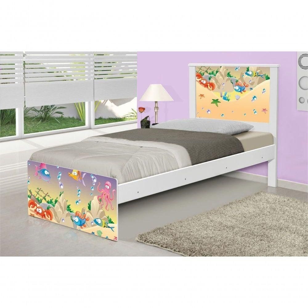 Cama Solteiro Adesivada Fundo Do Mar Feliz