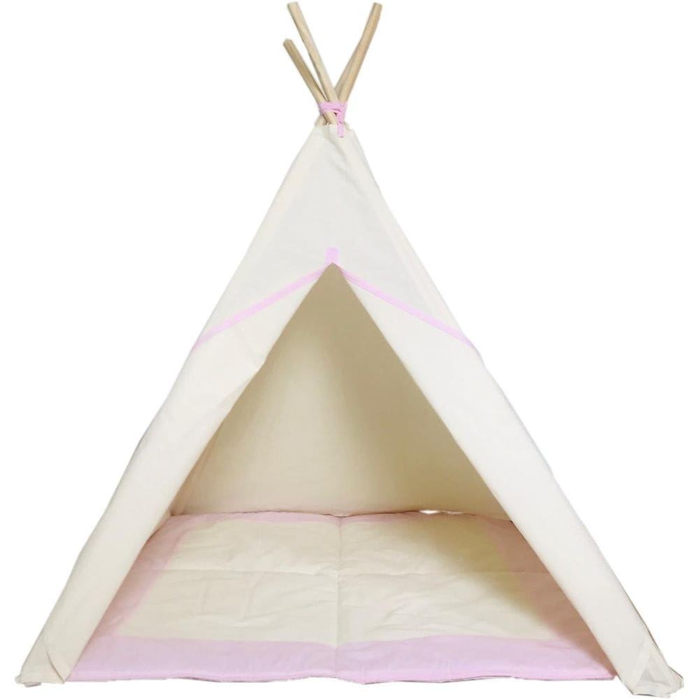 Tenda infantil+tapete acolchoado rosa 135x90x90cm