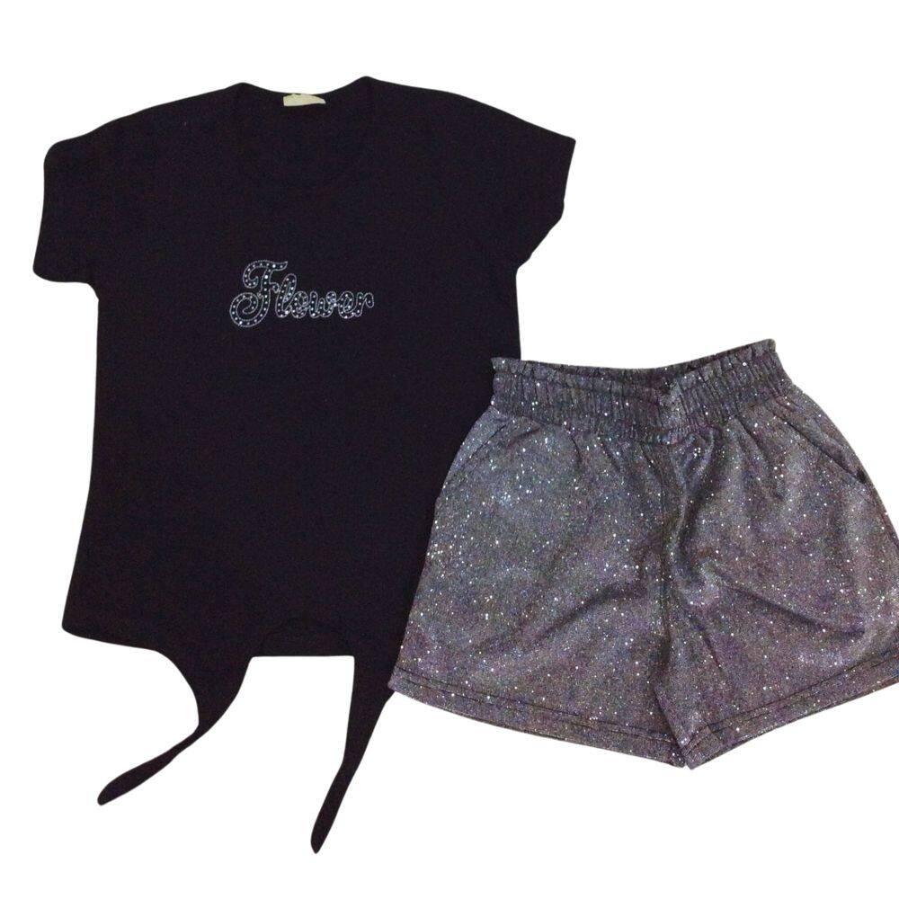 Conjunto Vrasalon Fem Infantil Preto com Brilho