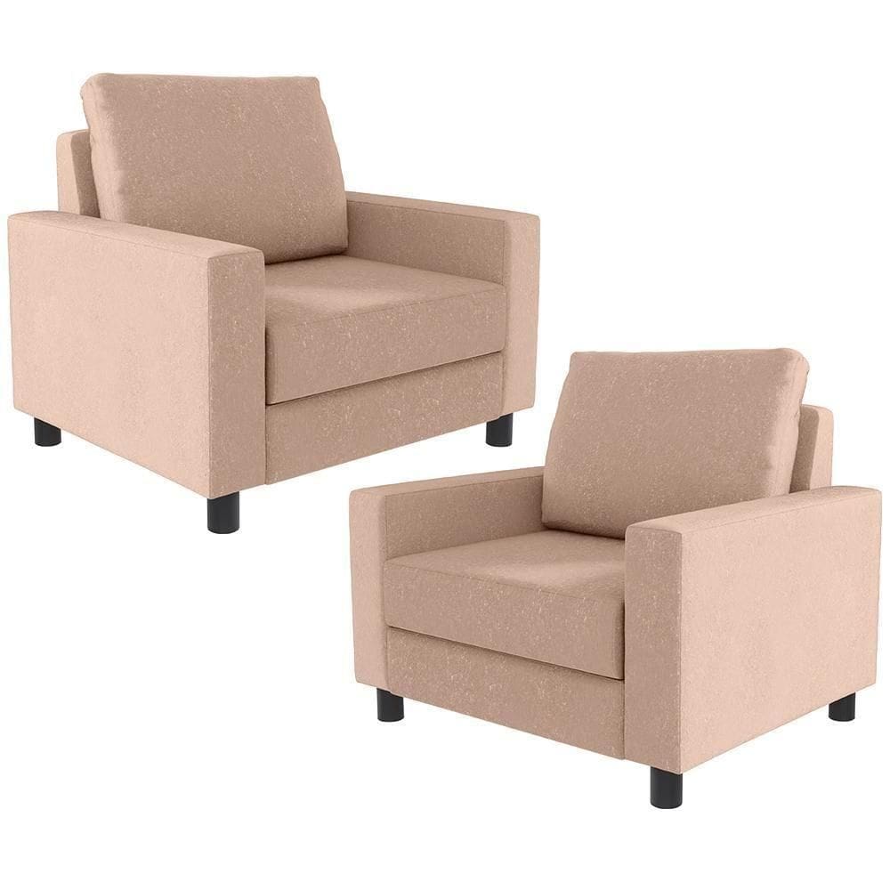 Kit 02 Poltronas Malta L02 Linho Rosê