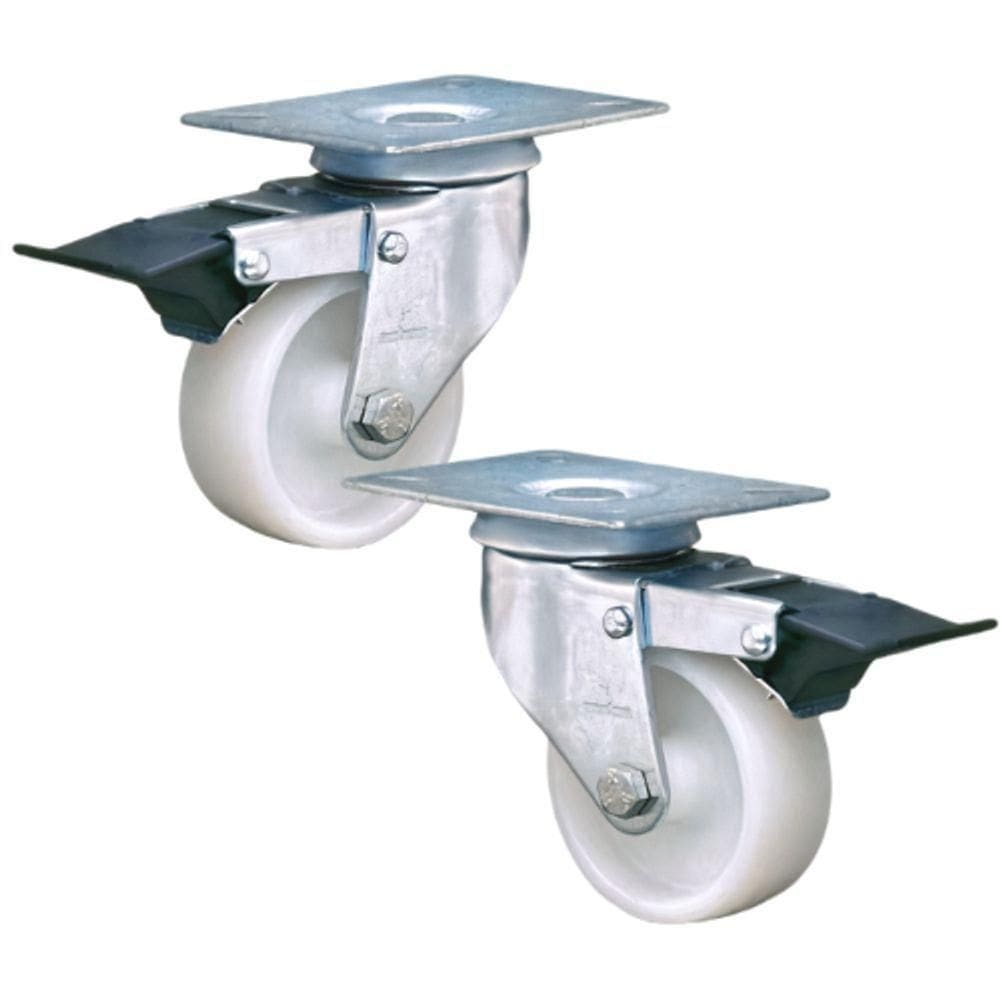 2 Rodizio Giratório 3 Pol. Roda Nylon Com Freio 150 Kg