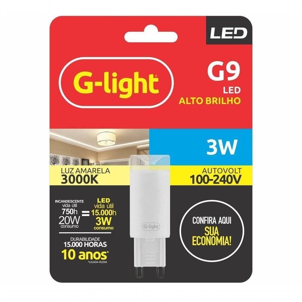 Lâmpada Led Halopin 3w Bivolt G9 Branco Quente/amarela 3000k