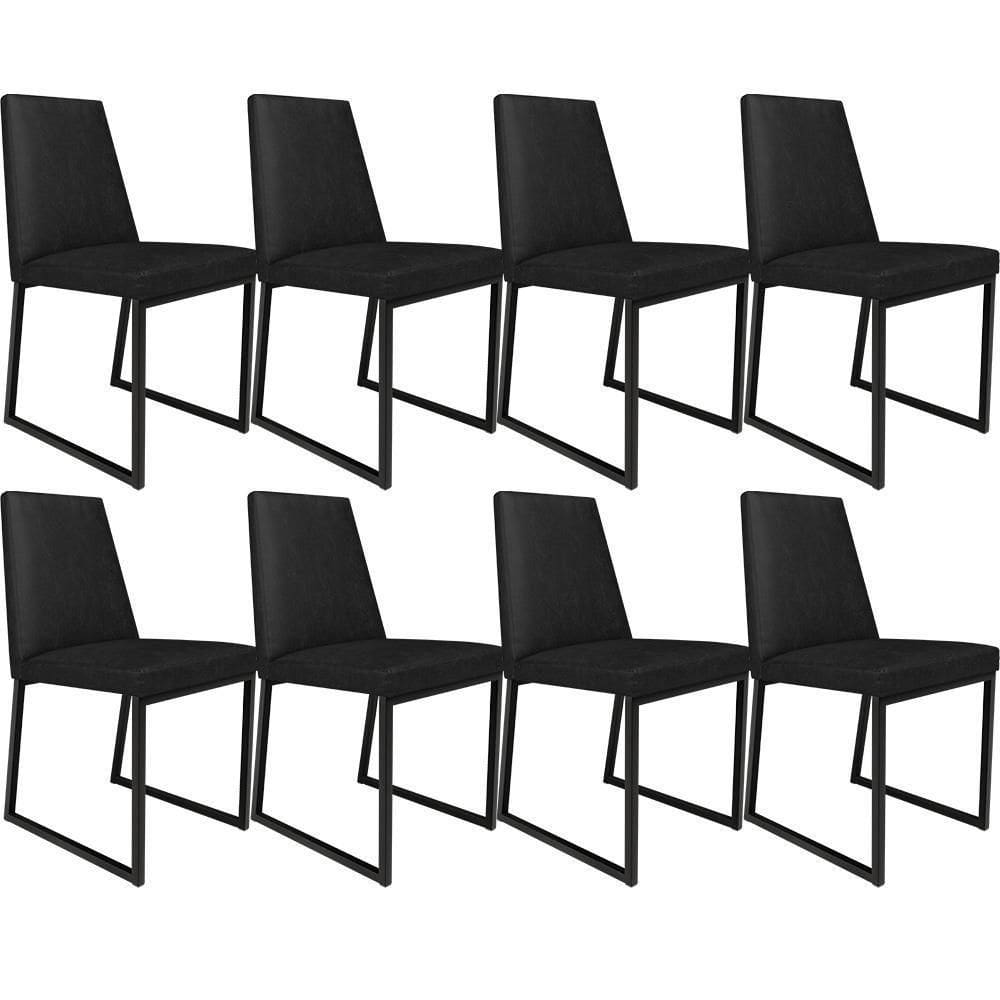 Kit 08 Cadeiras Sala De Jantar L02 Preto