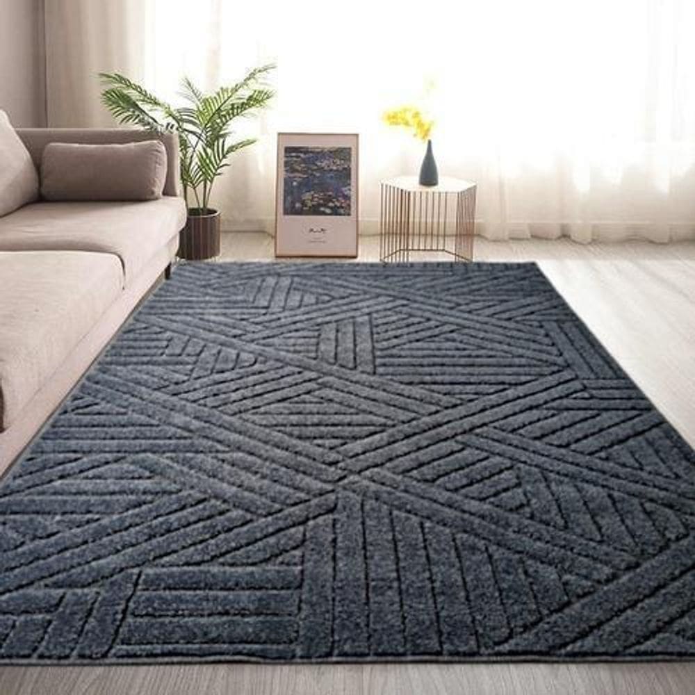 Tapete sala 150x200 cm alto relevo realce trama 56 cinza