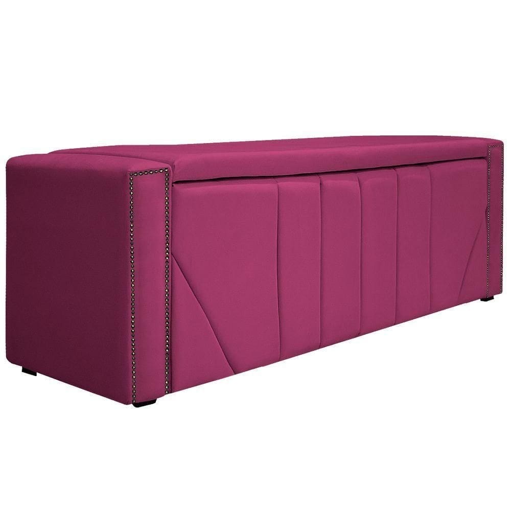 Calçadeira Baú Solteiro 90 Cm Para Cama Box Suede Pink