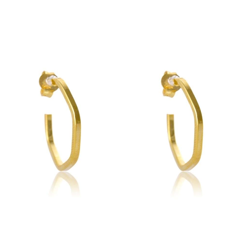 Brinco Médio Pentágono Folheado [F027]