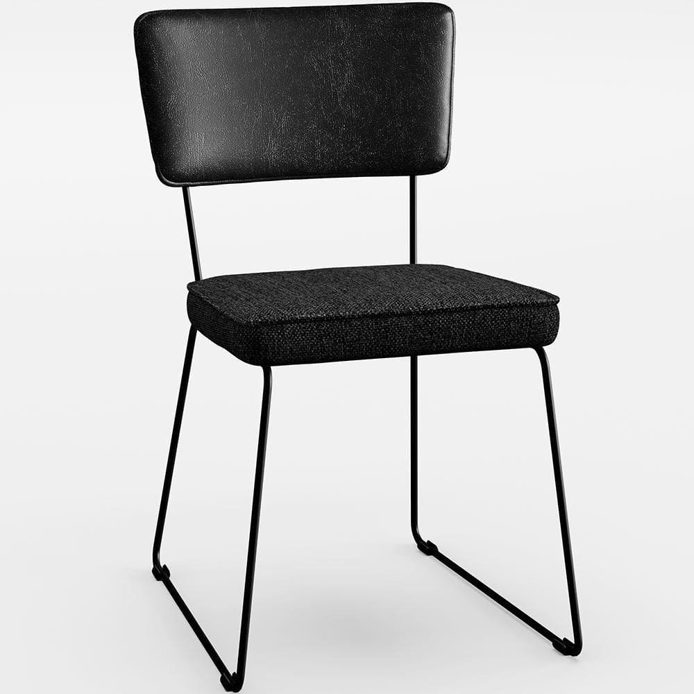 Cadeira Estofada Jantar Allana L02 Preto Linho Chumbo