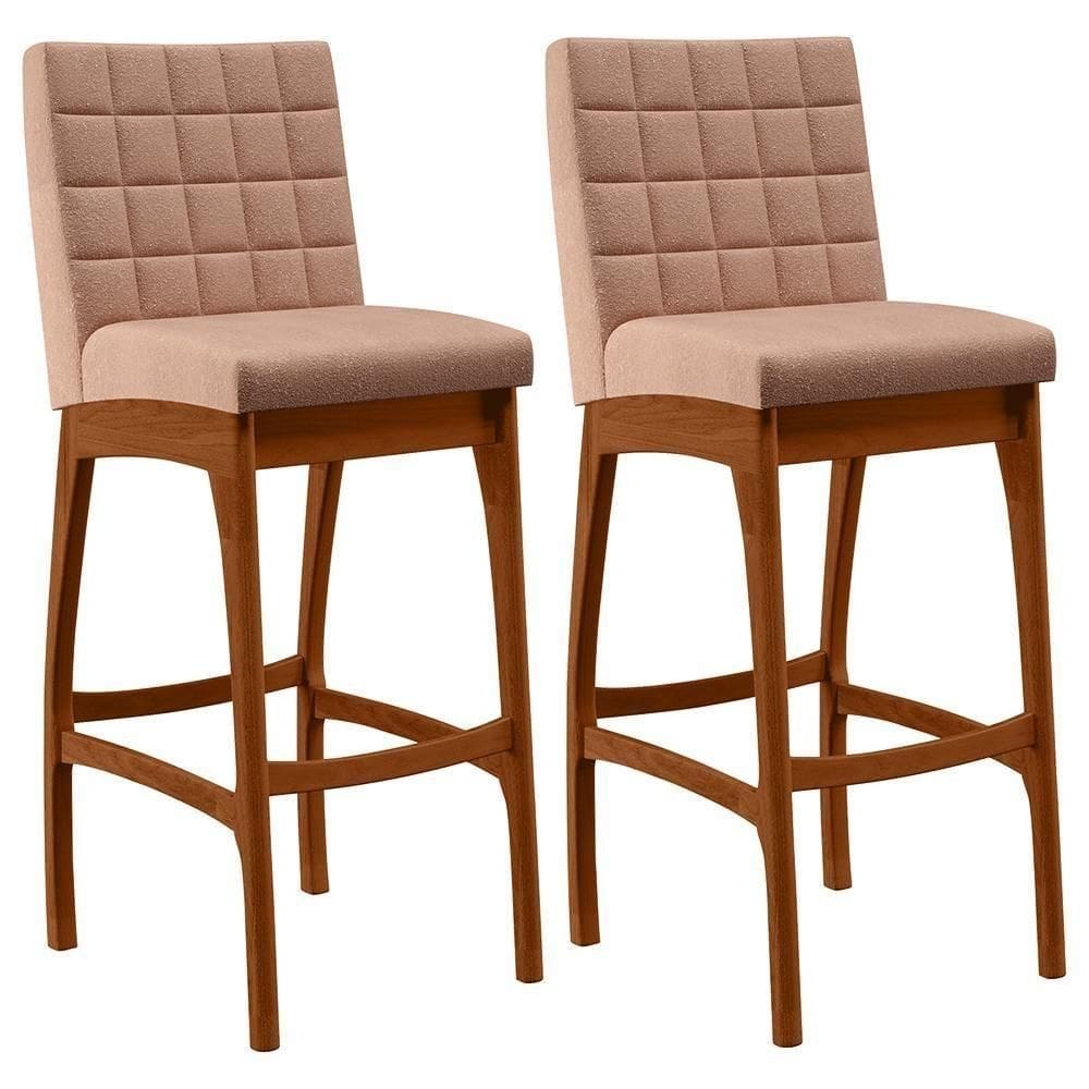 Kit 02 Banquetas Altas Mila Linho Rosê