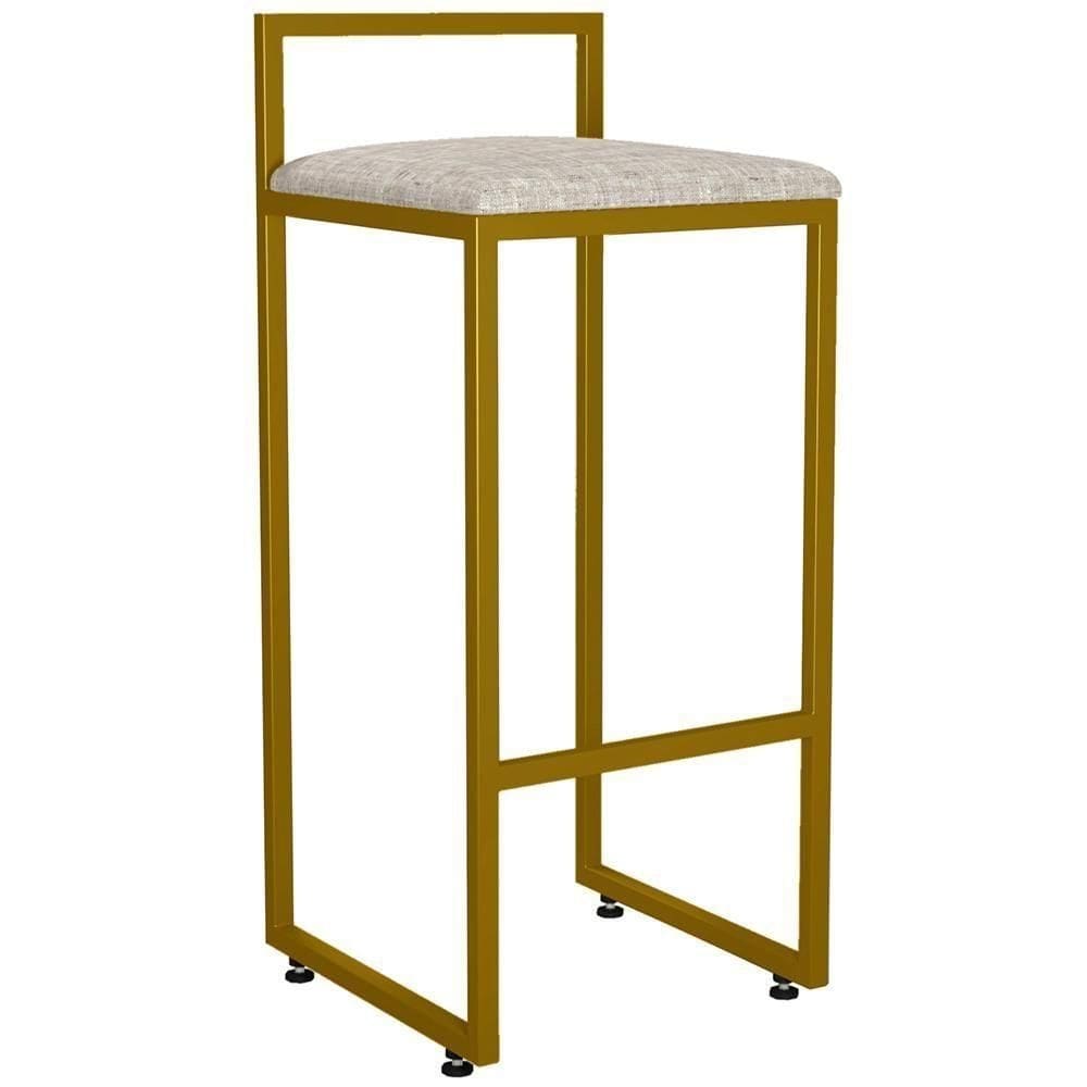 Banqueta Alta Cozinha De Jantar Hanna L02 Dourado Bege