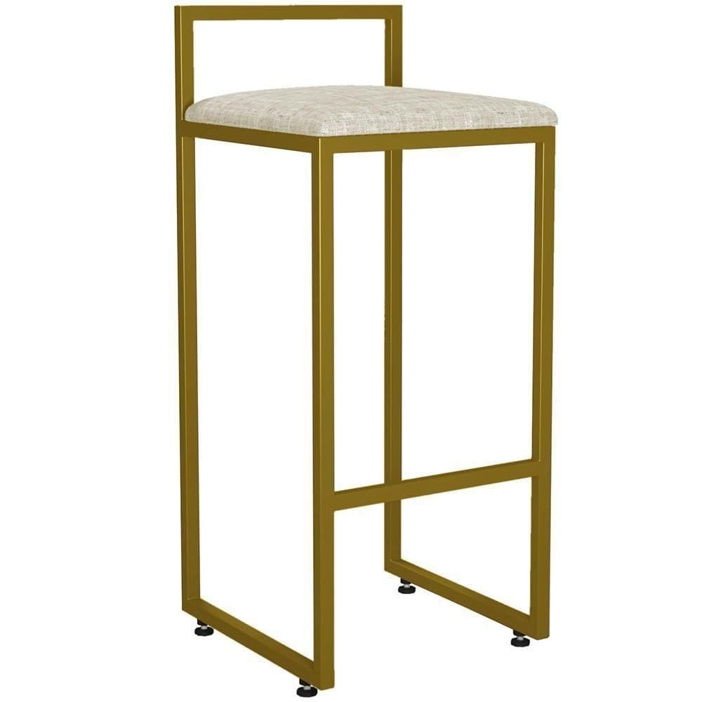 Banqueta Alta Para Cozinha Hanna L02 Dourado Cru